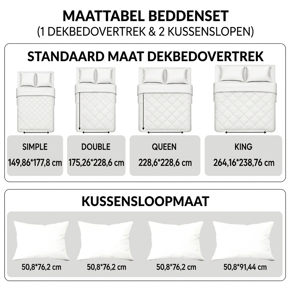 3-delige gestikte dekbedovertrekset - Bos van de Vreugde