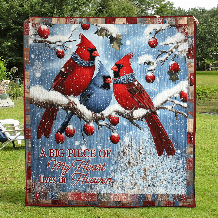 Willemien - Gewatteerde deken Een Groot Stuk van Mijn Hart Leeft in het Paradijs Kunstquilt Hangend