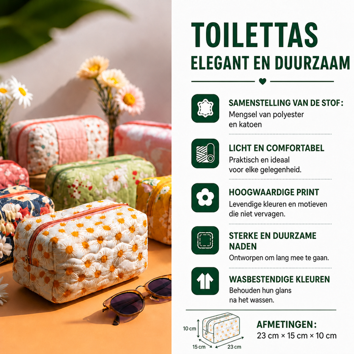 Hanne - Gewatteerde toilettas Quilt en Vredessymbool