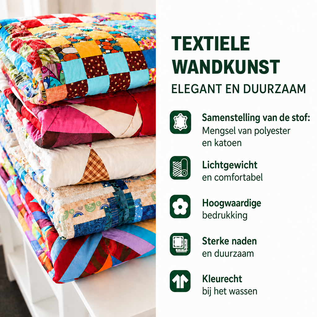 Godelieve - Gewatteerde deken Takken der Eeuwigheid Kunstquilt Hangend